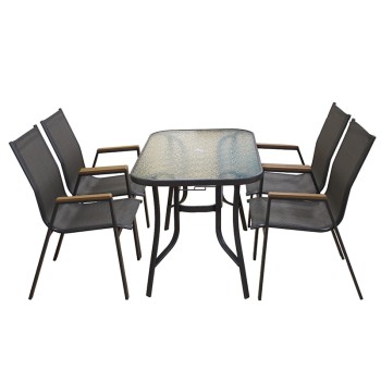 SET ΤΡΑΠΕΖΑΡΙΑΣ ART MAISON KIEV 5ΤΜΧ ΑΝΘΡΑΚΙ 120Χ70εκ.-ΚΑΡ. 56Χ64Χ90 / ΤΡΑΠ. 120X70X71εκ.