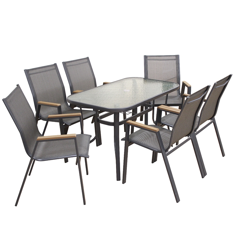 SET ΤΡΑΠΕΖΑΡΙΑΣ ART MAISON KIEV 7ΤΜΧ ΑΝΘΡΑΚΙ 120Χ70εκ.-ΚΑΡ. 56Χ64Χ90 / ΤΡΑΠ. 120X70X71εκ.