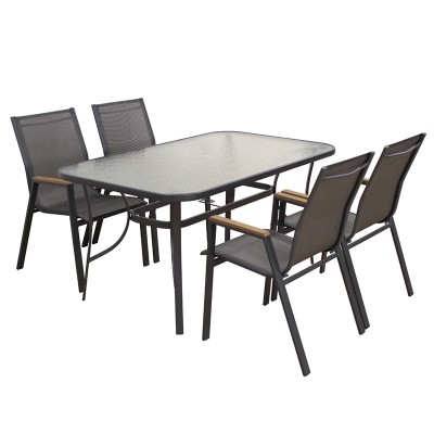 SET ΤΡΑΠΕΖΑΡΙΑΣ ART MAISON KIEV 5ΤΜΧ ΑΝΘΡΑΚΙ 140Χ80εκ.-ΚΑΡ. 56Χ64Χ90 / ΤΡΑΠ. 140X80X71εκ.