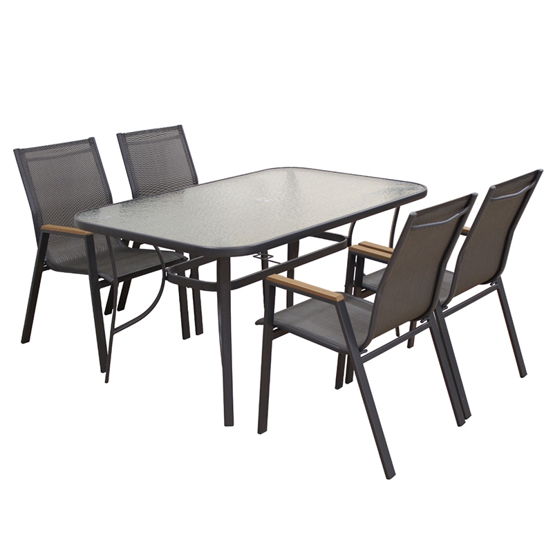 SET ΤΡΑΠΕΖΑΡΙΑΣ ART MAISON KIEV 5ΤΜΧ ΑΝΘΡΑΚΙ 150Χ90εκ.-ΚΑΡ. 56Χ64Χ90 / ΤΡΑΠ. 150X90X71εκ.