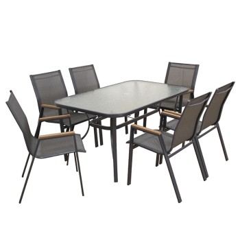 SET ΤΡΑΠΕΖΑΡΙΑΣ ART MAISON KIEV 7ΤΜΧ ΑΝΘΡΑΚΙ 150Χ90εκ.-ΚΑΡ. 56Χ64Χ90 / ΤΡΑΠ. 150X90X71εκ.