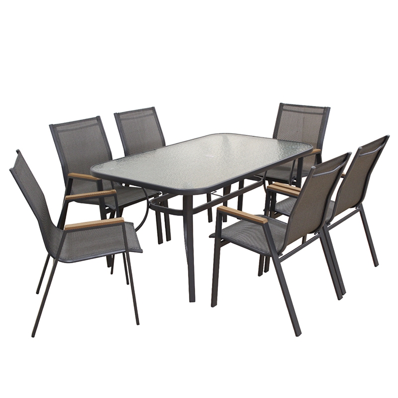 SET ΤΡΑΠΕΖΑΡΙΑΣ ART MAISON KIEV 7ΤΜΧ ΑΝΘΡΑΚΙ 150Χ90εκ.-ΚΑΡ. 56Χ64Χ90 / ΤΡΑΠ. 150X90X71εκ.