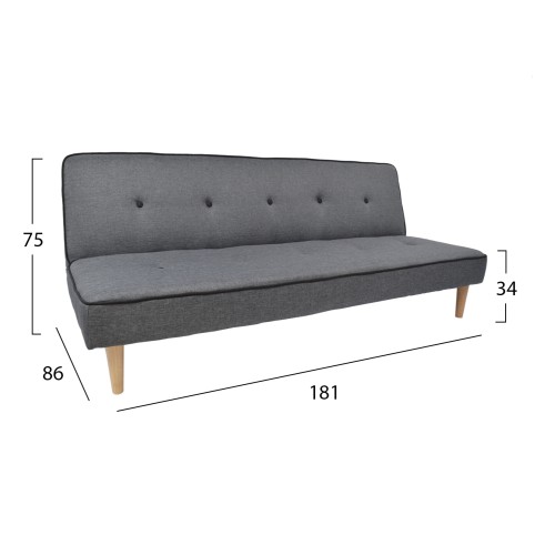 Καναπές Κρεβάτι Τριθέσιος Art Maison Prichard  - Gray (181x86x75εκ.)