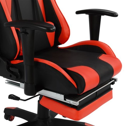 Καρέκλα Gaming Art Maison Baraboo με υποπόδιο - Black Red PU (68x71,5x134cm)