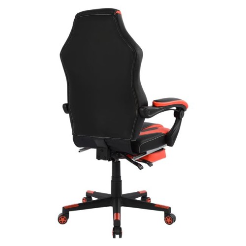 Καρέκλα Gaming Art Maison Baraboo με υποπόδιο - Black Red PU (72x76,5x123,5cm)