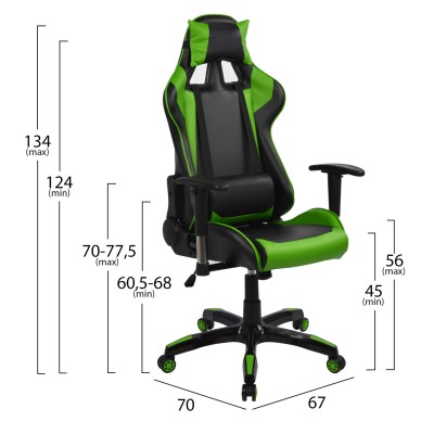 Καρέκλα Gaming Art Maison Baraboo - Black Green PU (67x70x134εκ.) Καρέκλα Gaming Art Maison Baraboo - Black Green PU (67x70x134εκ.)