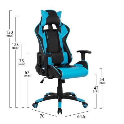 Καρέκλα Gaming Art Maison Baraboo - Black L.Blue PU (66,5x70x122-129cm)
