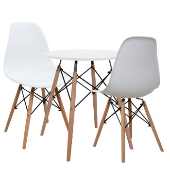 ΣΕΤ 3TMX ΤΡΑΠΕΖΑΡΙΑΣ ART MAISON GIOVANNI ΛΕΥΚΟ ΤΡΑΠΕΖΙ Φ60 & 2 ΚΑΡΕΚΛΕΣ