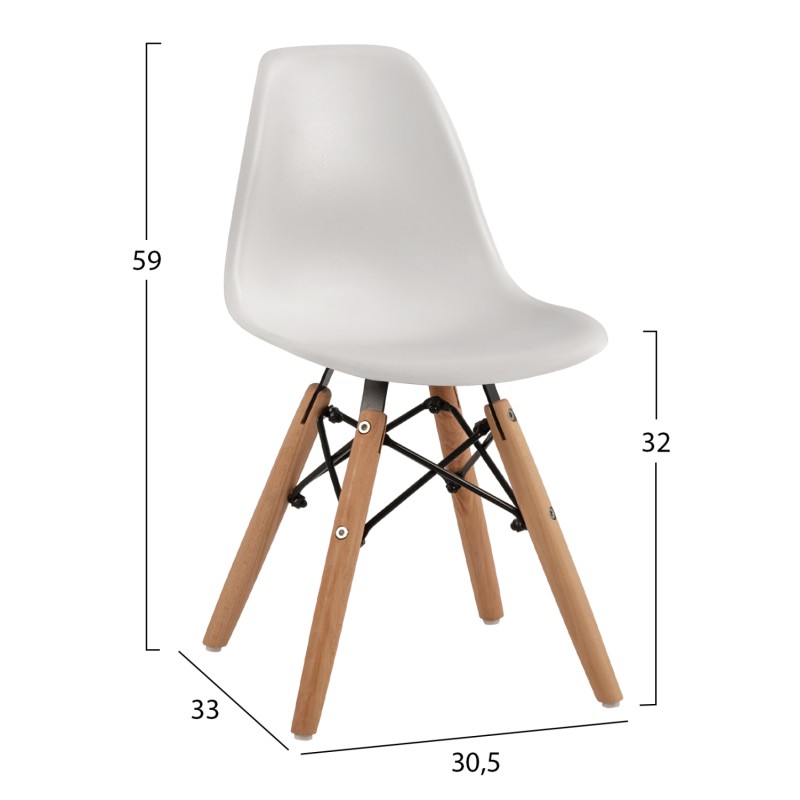 ΚΑΡΕΚΛΑ ART MAISON MINOZEBRA ΞΥΛΙΝΑ ΠΟΔΙΑ Κ ΚΑΘΙΣΜΑ PP ΛΕΥΚΟ 30,5Χ33Χ59 ΕΚ