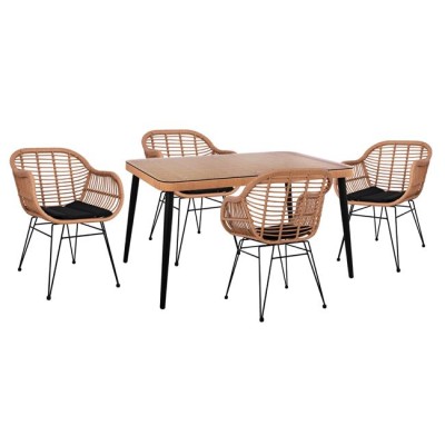 ΣΕΤ 5ΤΜΧ ART MAISON BONSLY ΜΕ ΤΡΑΠΕΖΙ 140X80Χ78Υ ΜΠΕΖ & ΜΑΥΡΟ ΧΡΩΜΑ