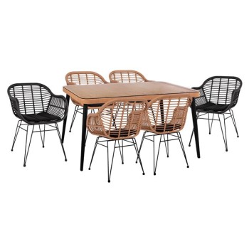 ΣΕΤ 7ΤΜΧ ART MAISON JOYSTICK WICKER ΜΕ ΤΡΑΠΕΖΙ 160X90X78Υ ΜΠΕΖ & ΜΑΥΡΟ ΧΡΩΜΑ