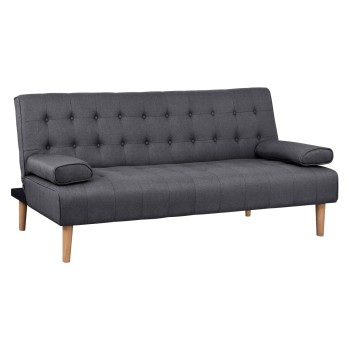 ΚΑΝΑΠΕΣ ΚΡΕΒΑΤΙ ART MAISON DUBWOOL ΜΕ ΓΚΡΙ ΥΦΑΣΜΑ ΚΑΙ 2 ΠΛΑΙΝΑ ΜΑΞΙΛΑΡΙΑ 190X84X83Y εκ.