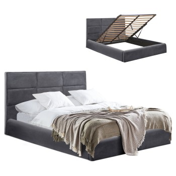 ΚΡΕΒΑΤΙ ART MAISON DUSTOX ΒΕΛΟΥΔΟ ΓΚΡΙ ΜΕ ΑΠΟΘΗΚΕΥΤΙΚΟ ΧΩΡΟ 160x200 εκ