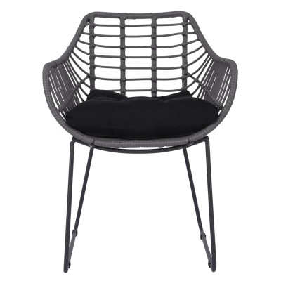 ΠΟΛΥΘΡΟΝΑ ART MAISON HAWKEYE ΜΕΤΑΛΛΙΚΗ ΜΕ ΜΑΣΙΦ ΣΚΕΛΕΤΟ ΜΑΥΡΟ ΜΑΤ ΜΕ WICKER ΓΚΡΙ 61x64x82Υ εκ.