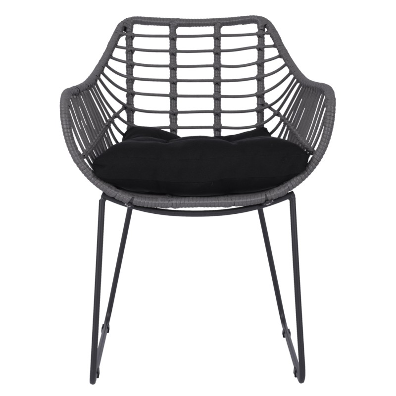 ΠΟΛΥΘΡΟΝΑ ART MAISON HAWKEYE ΜΕΤΑΛΛΙΚΗ ΜΕ ΜΑΣΙΦ ΣΚΕΛΕΤΟ ΜΑΥΡΟ ΜΑΤ ΜΕ WICKER ΓΚΡΙ 61x64x82Υ εκ.