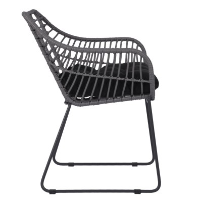 ΠΟΛΥΘΡΟΝΑ ART MAISON HAWKEYE ΜΕΤΑΛΛΙΚΗ ΜΕ ΜΑΣΙΦ ΣΚΕΛΕΤΟ ΜΑΥΡΟ ΜΑΤ ΜΕ WICKER ΓΚΡΙ 61x64x82Υ εκ.