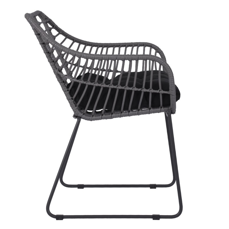 ΠΟΛΥΘΡΟΝΑ ART MAISON HAWKEYE ΜΕΤΑΛΛΙΚΗ ΜΕ ΜΑΣΙΦ ΣΚΕΛΕΤΟ ΜΑΥΡΟ ΜΑΤ ΜΕ WICKER ΓΚΡΙ 61x64x82Υ εκ.