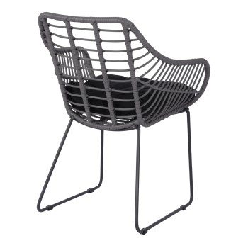 ΠΟΛΥΘΡΟΝΑ ART MAISON HAWKEYE ΜΕΤΑΛΛΙΚΗ ΜΕ ΜΑΣΙΦ ΣΚΕΛΕΤΟ ΜΑΥΡΟ ΜΑΤ ΜΕ WICKER ΓΚΡΙ 61x64x82Υ εκ.