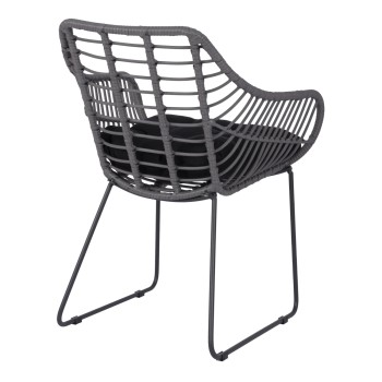 ΠΟΛΥΘΡΟΝΑ ART MAISON HAWKEYE ΜΕΤΑΛΛΙΚΗ ΜΕ ΜΑΣΙΦ ΣΚΕΛΕΤΟ ΜΑΥΡΟ ΜΑΤ ΜΕ WICKER ΓΚΡΙ 61x64x82Υ εκ.