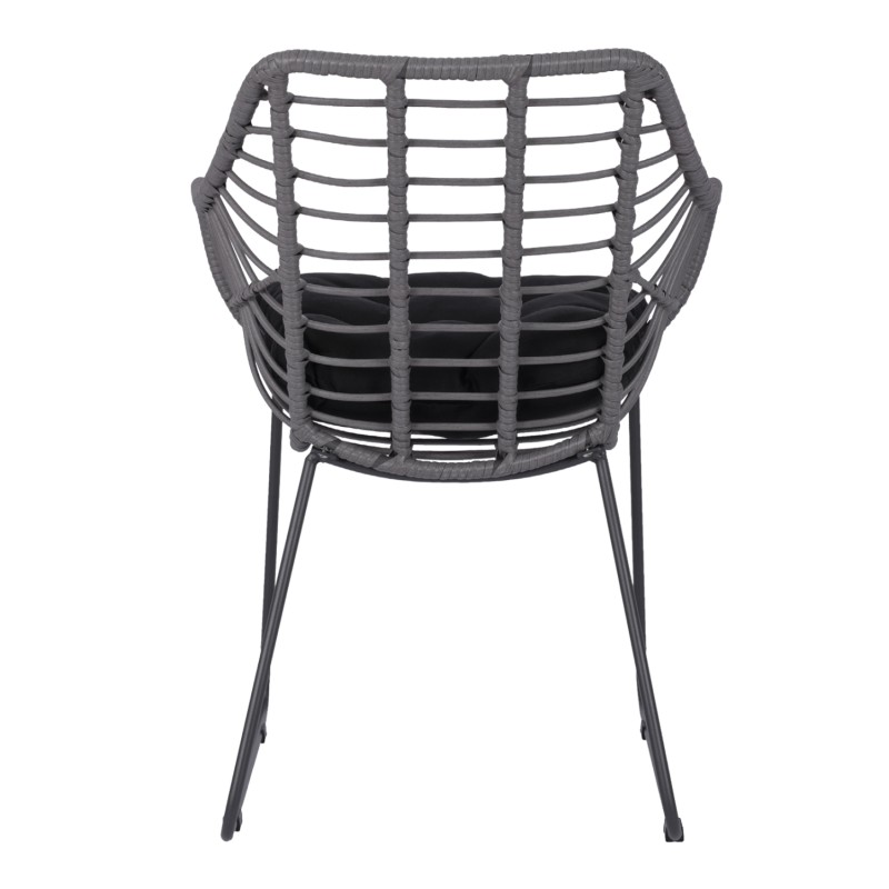 ΠΟΛΥΘΡΟΝΑ ART MAISON HAWKEYE ΜΕΤΑΛΛΙΚΗ ΜΕ ΜΑΣΙΦ ΣΚΕΛΕΤΟ ΜΑΥΡΟ ΜΑΤ ΜΕ WICKER ΓΚΡΙ 61x64x82Υ εκ.