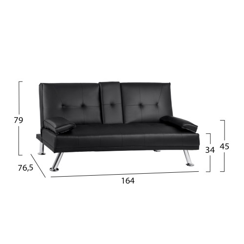 Καναπές Κρεβάτι Art Maison Sylacauga - Black (165x76,5x79εκ.)﻿