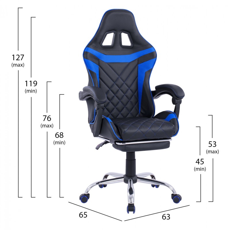 Καρέκλα Gaming Art Maison Baraboo με υποπόδιο - Black Blue PU (3x65x127εκ.) Καρέκλα Gaming Art Maison Baraboo με υποπόδιο - Black Blue PU (3x65x127εκ.)