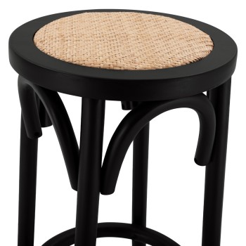 Σκαμπώ με ψάθα Art Maison Sisu - Black (Φ36x70εκ)