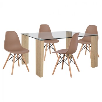 ΣΕΤ ΤΡΑΠΕΖΑΡΙΑ 5ΤΜΧ ART MAISON GODE ΜΕ ΤΡΑΠΕΖΙ 140Χ80X75 & ΚΑΡΕΚΛΕΣ TWIST ΚΑΠΟΥΤΣΙΝΟ