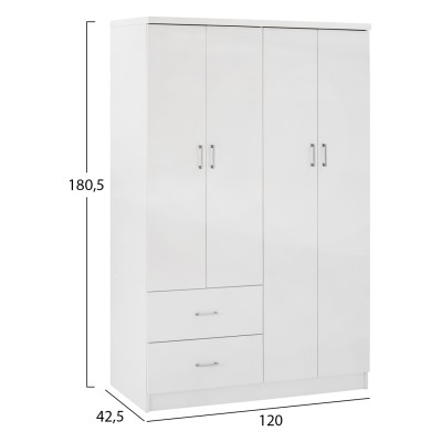 ΝΤΟΥΛΑΠΑ 4ΦΥΛΛΗ ME 2 ΣΥΡΤΑΡΙΑ ART MAISON HUNTINGTON ΛΕΥΚΗ 120Χ42,5Χ180,5 εκ.