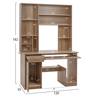 ΓΡΑΦΕΙΟ ΜΕ ΒΙΒΛΙΟΘΗΚΗ-ΡΑΦΙΕΡΑ ART MAISON HUNTAIL SONOMA 120X55X182