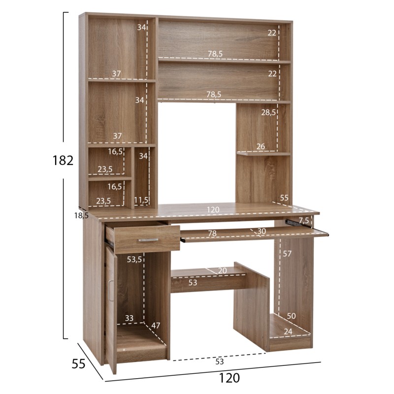 ΓΡΑΦΕΙΟ ΜΕ ΒΙΒΛΙΟΘΗΚΗ-ΡΑΦΙΕΡΑ ART MAISON HUNTAIL SONOMA 120X55X182