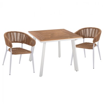 ΣΕΤ ΤΡΑΠΕΖΑΡΙΑ ART MAISON BLAZIKEN 3ΤΜΧ ΤΡΑΠΕΖΙ ΑΛΟΥΜΙΝΙΟΥ 80X80 & ΠΟΛΥΘΡΟΝΕΣ ΛΕΥΚΕΣ