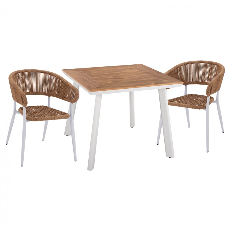 ΣΕΤ ΤΡΑΠΕΖΑΡΙΑ ART MAISON BLAZIKEN 3ΤΜΧ ΤΡΑΠΕΖΙ ΑΛΟΥΜΙΝΙΟΥ 80X80 & ΠΟΛΥΘΡΟΝΕΣ ΛΕΥΚΕΣ