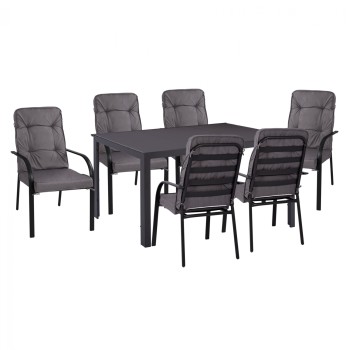 ΣΕΤ ΤΡΑΠΕΖΑΡΙΑΣ ART MAISON FIREBIRD 7ΤΜΧ ΤΡΑΠΕΖΙ ΓΚΡΙ 150X90 ΚΑΙ ΠΟΛΥΘΡΟΝΑ ΜΕ ΜΑΞΙΛΑΡΙ ΓΚΡΙ