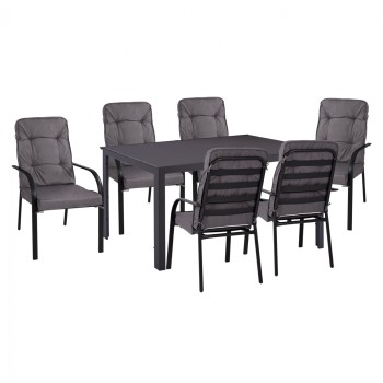 ΣΕΤ ΤΡΑΠΕΖΑΡΙΑΣ ART MAISON FIREBIRD 7ΤΜΧ ΤΡΑΠΕΖΙ ΓΚΡΙ 150X90 ΚΑΙ ΠΟΛΥΘΡΟΝΑ ΜΕ ΜΑΞΙΛΑΡΙ ΓΚΡΙ