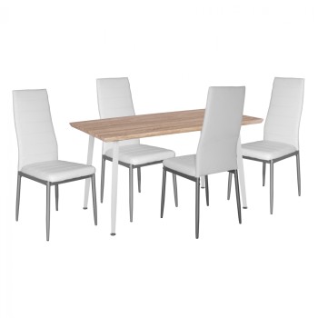 ΣΕΤ 5ΤΜΧ ART MAISON MACHVISE ΤΡΑΠΕΖΙ SONAMA & ΚΑΡΕΚΛΕΣ ΜΕΤΑΛΙΚΕΣ ΛΕΥΚΟ ΧΡΩΜΑ