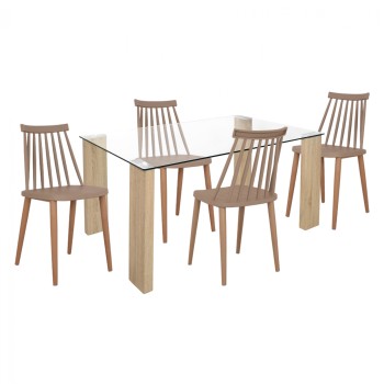 ΣΕΤ ΤΡΑΠΕΖΑΡΙΑΣ ART MAISON INDIGO 5ΤΜΧ ΓΥΑΛΙΝΟ ΤΡΑΠΕΖΙ & ΚΑΡΕΚΛΕΣ