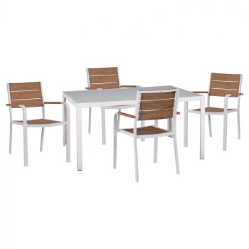 ΣΕΤ ΤΡΑΠΕΖΑΡΙΑΣ ART MAISON BOLTUND 5ΤΜΧ ΤΡΑΠ. 150Χ90 & ΠΟΛ/ΝΕΣ ΑΛΟΥΜΙΝΙΟΥ ΜΕ POLYWOOD ΛΕΥΚΕΣ