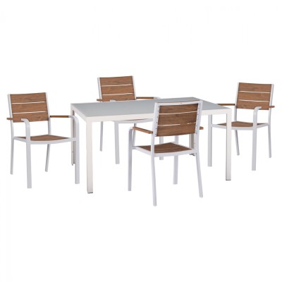 ΣΕΤ ΤΡΑΠΕΖΑΡΙΑΣ ART MAISON BOLTUND 5ΤΜΧ ΤΡΑΠ. 150Χ90 & ΠΟΛ/ΝΕΣ ΑΛΟΥΜΙΝΙΟΥ ΜΕ POLYWOOD ΛΕΥΚΕΣ