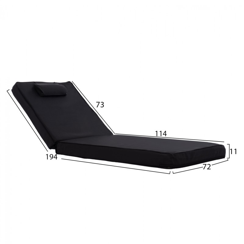 ΜΑΞΙΛΑΡΙ ΞΑΠΛΩΣΤΡΑΣ ART MAISON OKOYE TEXTILENE 600gr/m2 2X1 ΜΑΥΡΟ 194x70x11 εκ.