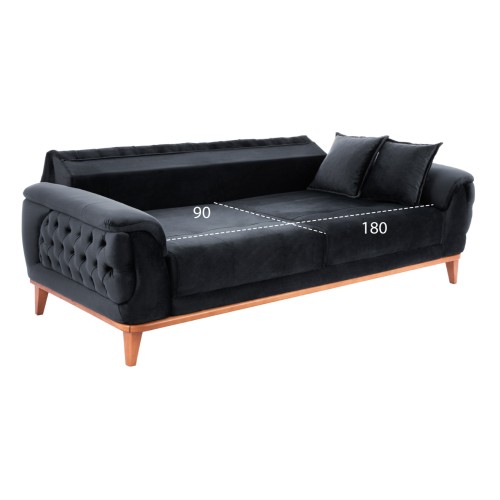 Καναπές Κρεβάτι Τριθέσιος Art Maison Demopolis - Black (240x95x80εκ.)