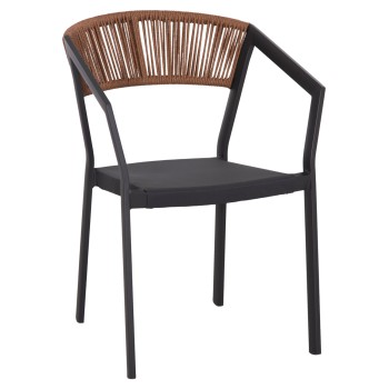 ΠΟΛΥΘΡΟΝΑ ΑΛΟΥΜΙΝΙΟΥ ART MAISON BLAKE ΑΝΘΡΑΚΙ ΣΚΕΛΕΤΟΣ&TEXTLINE-ΜΠΕΖ RATTAN 56x60x81,5Υ εκ.