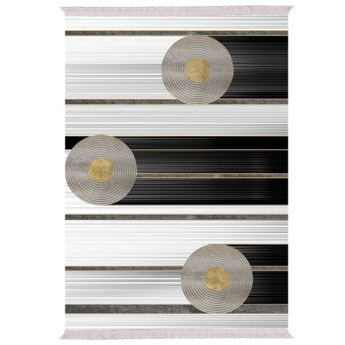 ΧΑΛΙ ΣΑΛΟΝΙΟΥ ΜΕ ΚΡΟΣΙΑ Art Maison Reston - White Black Gold (180x280εκ.)