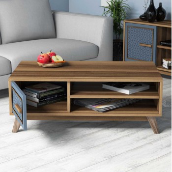 ΤΡΑΠΕΖΙ ΣΑΛΟΝΙΟΥ ART MAISON PETALUNA - WALNUT LIGHT BLUE (105x60x38,2εκ.)