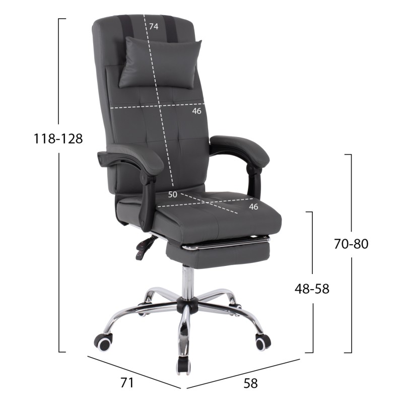 ΠΟΛΥΘΡΟΝΑ ΓΡΑΦΕΙΟΥ ART MAISON SHERMAN ΔΙΕΥΘΥΝΤΙΚΗ ΓΚΡΙ ΜΕ ΠΤΥΣΣΟΜΕΝΟ ΥΠΟΠΟΔΙΟ 58x71x128Y εκ.