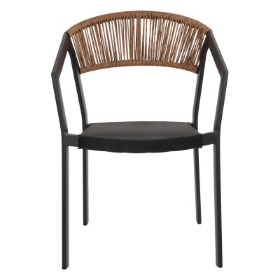 ΠΟΛΥΘΡΟΝΑ ΑΛΟΥΜΙΝΙΟΥ ART MAISON DEBRI ΜΑΥΡΟΣ ΣΚΕΛΕΤΟΣ&TEXTLINE-ΜΠΕΖ RATTAN 57,5x59x81,5Yεκ.