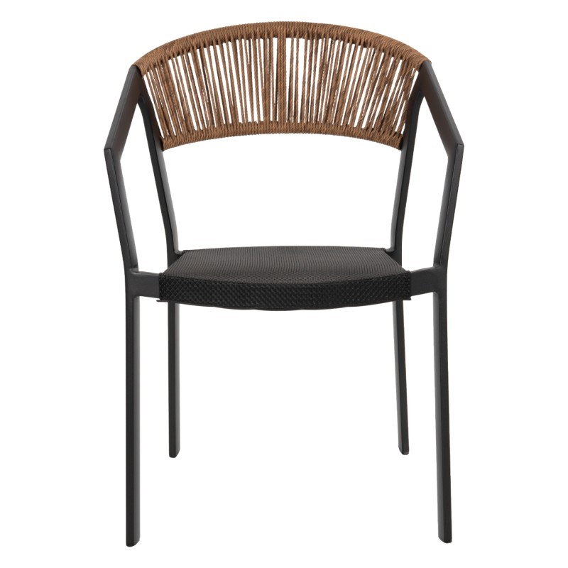 ΠΟΛΥΘΡΟΝΑ ΑΛΟΥΜΙΝΙΟΥ ART MAISON DEBRI ΜΑΥΡΟΣ ΣΚΕΛΕΤΟΣ&TEXTLINE-ΜΠΕΖ RATTAN 57,5x59x81,5Yεκ.