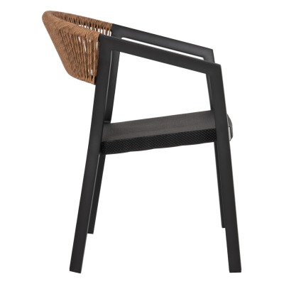 ΠΟΛΥΘΡΟΝΑ ΑΛΟΥΜΙΝΙΟΥ ART MAISON DEBRI ΜΑΥΡΟΣ ΣΚΕΛΕΤΟΣ&TEXTLINE-ΜΠΕΖ RATTAN 57,5x59x81,5Yεκ.