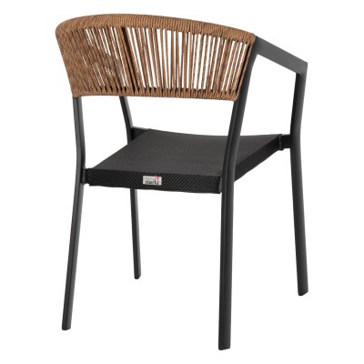 ΠΟΛΥΘΡΟΝΑ ΑΛΟΥΜΙΝΙΟΥ ART MAISON DEBRI ΜΑΥΡΟΣ ΣΚΕΛΕΤΟΣ&TEXTLINE-ΜΠΕΖ RATTAN 57,5x59x81,5Yεκ.