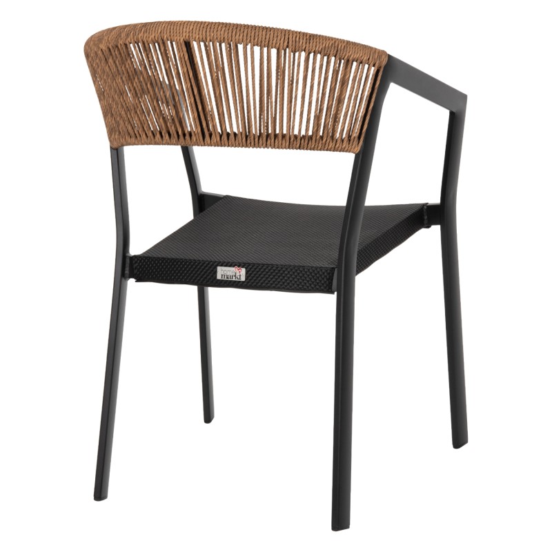 ΠΟΛΥΘΡΟΝΑ ΑΛΟΥΜΙΝΙΟΥ ART MAISON DEBRI ΜΑΥΡΟΣ ΣΚΕΛΕΤΟΣ&TEXTLINE-ΜΠΕΖ RATTAN 57,5x59x81,5Yεκ.